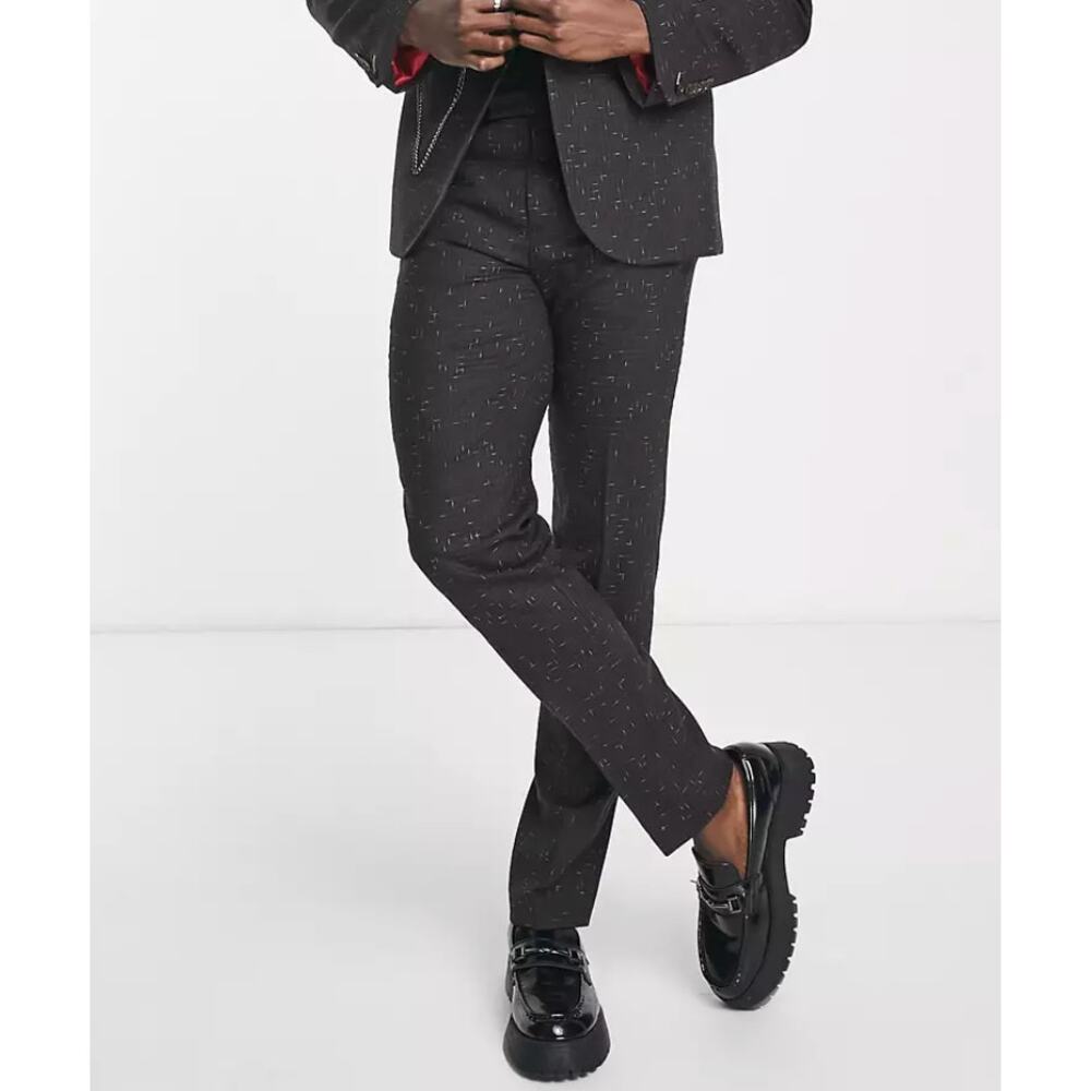 NWT TWISTED TAILOR Brenes Slim Fit Suit Pants Brown Nep 34x30